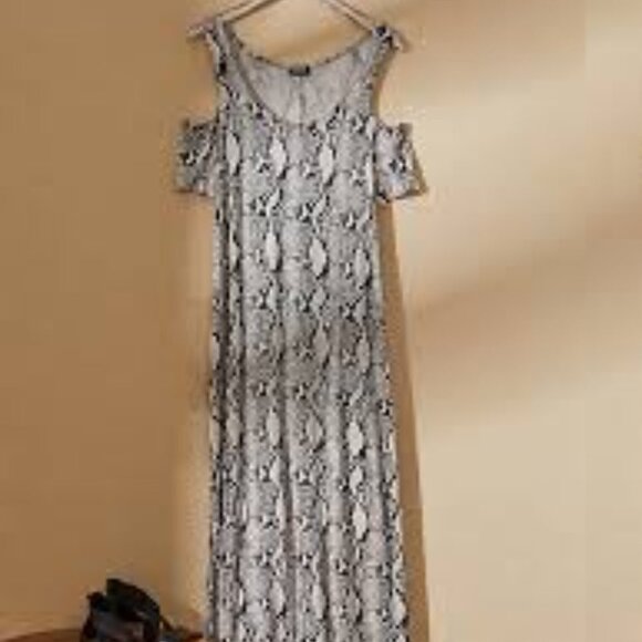 🆕 2X SNAKESKIN PRINT COLD SHOULDER MAXI - Picture 6 of 7